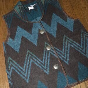 VTG Rhonda Stark Aztec Navejo western button down Sweater Vest M